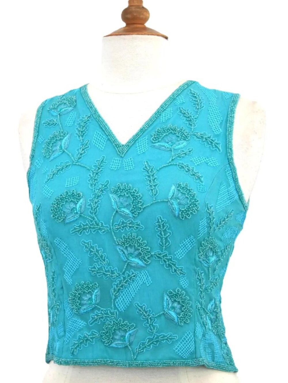 Jasdee Vintage Thank Top Hand Work Beaded Embroidery On Silk Style F2076